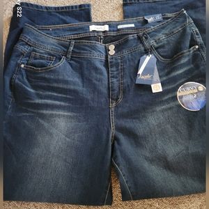 ANGELS Forever Young Curvy Boot Cut Dark Wash Wide Leg Jeans Plus Size 22W NWT